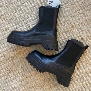 Zara black chunky boots